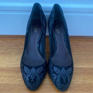 Gucci print shoes kitten heel in blue